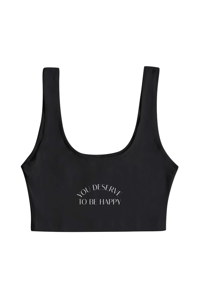 Fanjoy: You Deserve To Be Happy Black Crop Top