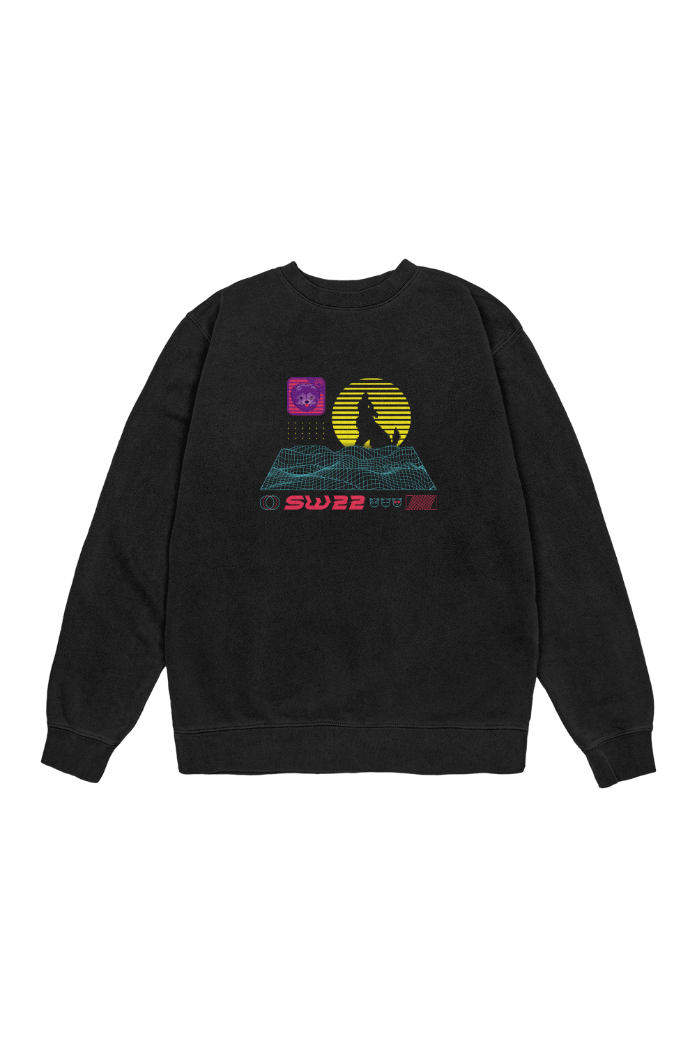 SssniperWolf: Synthwave Black Crewneck