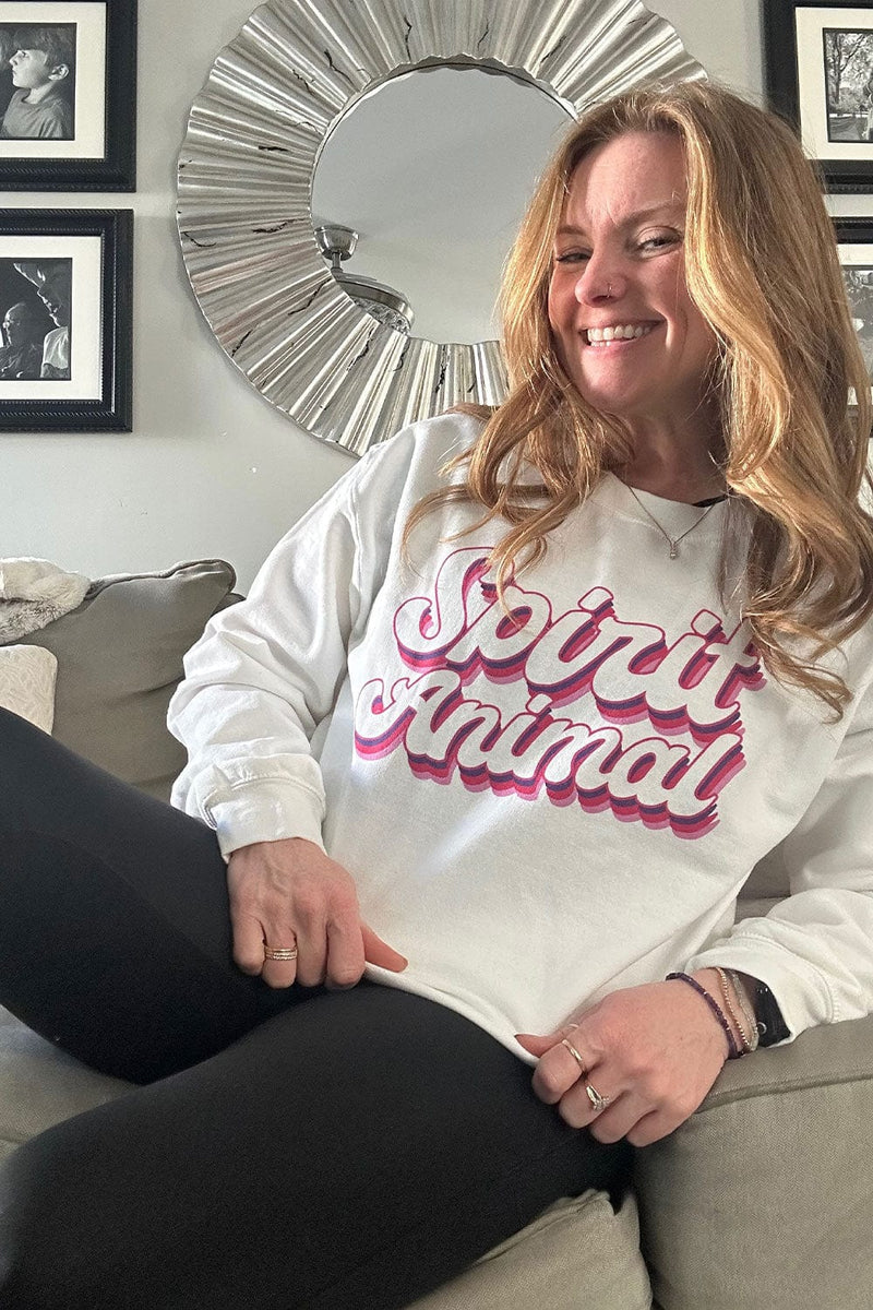 SavageMomLife: Spirit Animal White Crewneck – Fanjoy
