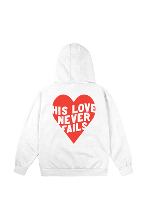 
                  
                    The Cordle's: His Love Never Fails White Hoodie
                  
                