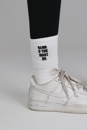 
                  
                    Alana Lintao: Blink If You Want Me White Embroidered Socks
                  
                