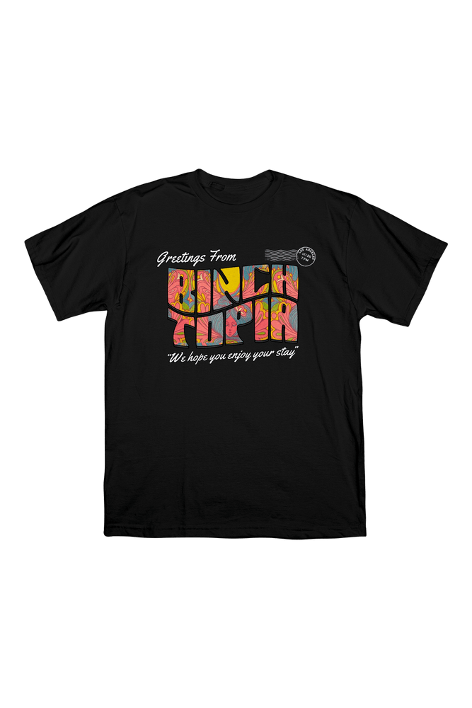 Binchtopia: Postcard Black Shirt (Printify)