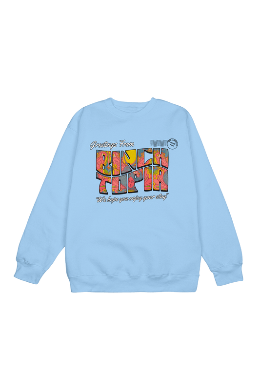 Binchtopia: Postcard Light Blue Crewneck (Printify)