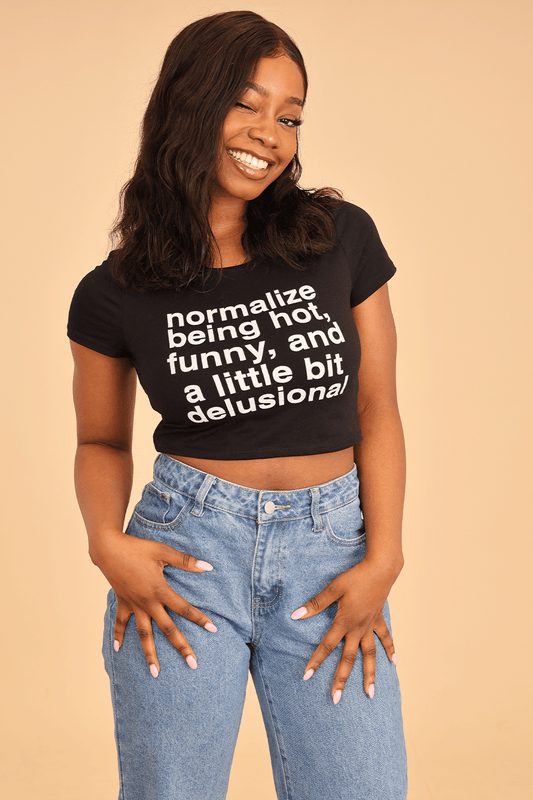 Deb Smikle: Being Hot Black Crop Tee