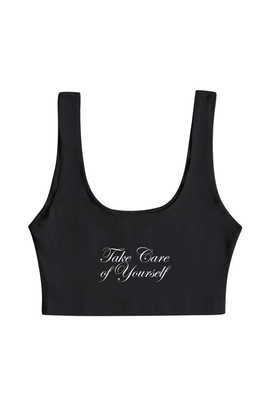 Fanjoy: Take Care Of Yourself Black Crop Top