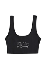 Fanjoy: Take Care Of Yourself Black Crop Top