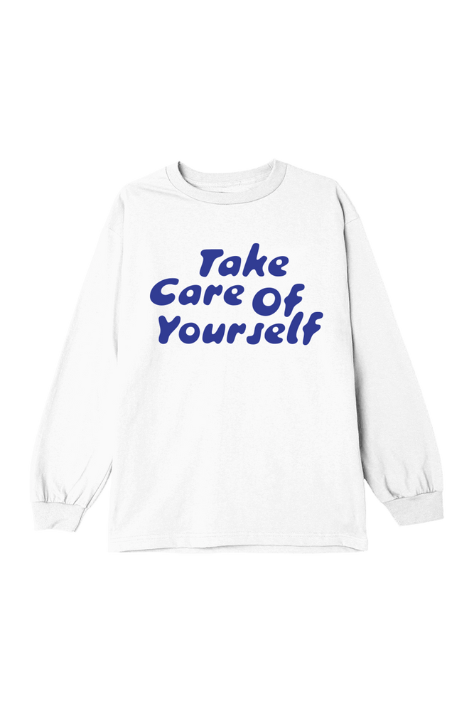 Fanjoy: Take Care Of Yourself White Long Sleeve Shirt