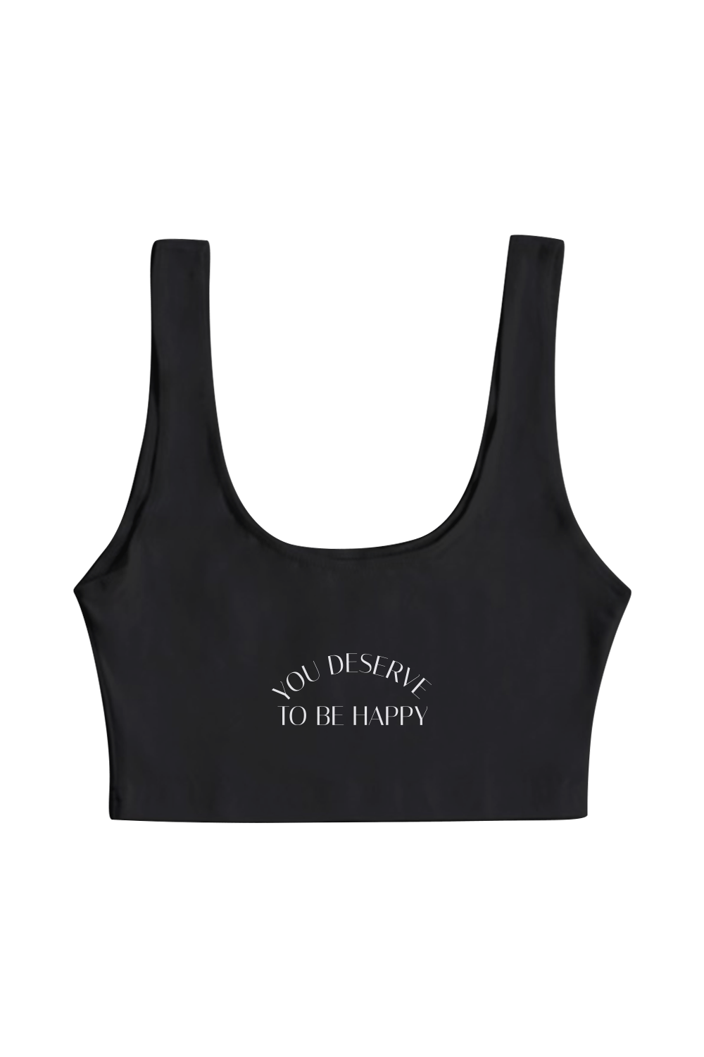 Fanjoy: You Deserve To Be Happy Black Crop Top