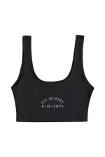 Fanjoy: You Deserve To Be Happy Black Crop Top