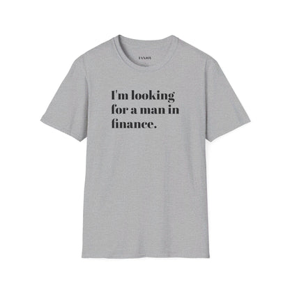 I'm looking for a man in finance tee