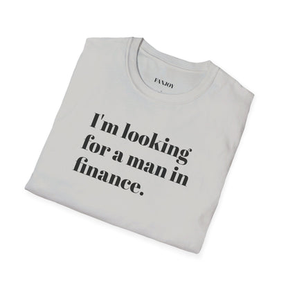 I'm looking for a man in finance tee