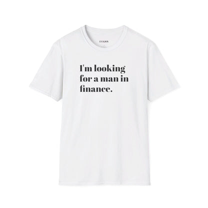 I'm looking for a man in finance tee