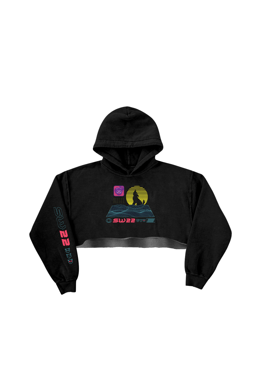 SssniperWolf: Synthwave Black Cropped Hoodie