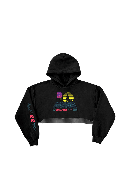 SssniperWolf: Synthwave Black Cropped Hoodie