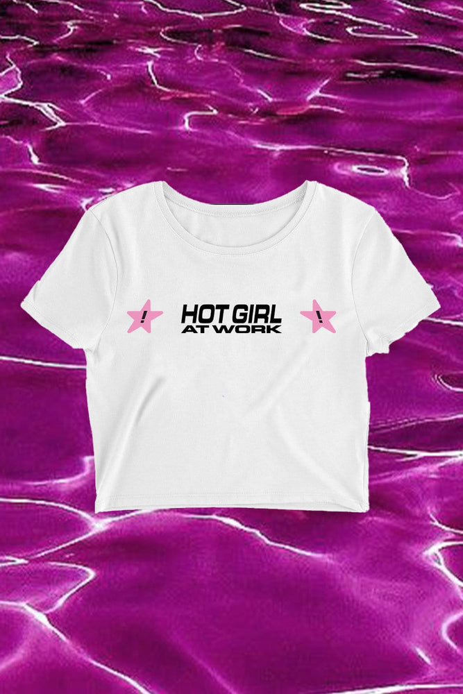 TaraYummy: Hot Girl At Work White Crop Shirt – Fanjoy