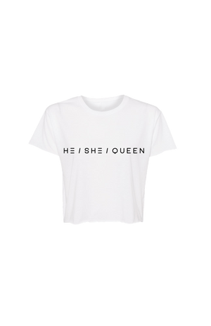 
                  
                    Brendan Jordan: He/She/Queen White Cropped Shirt
                  
                