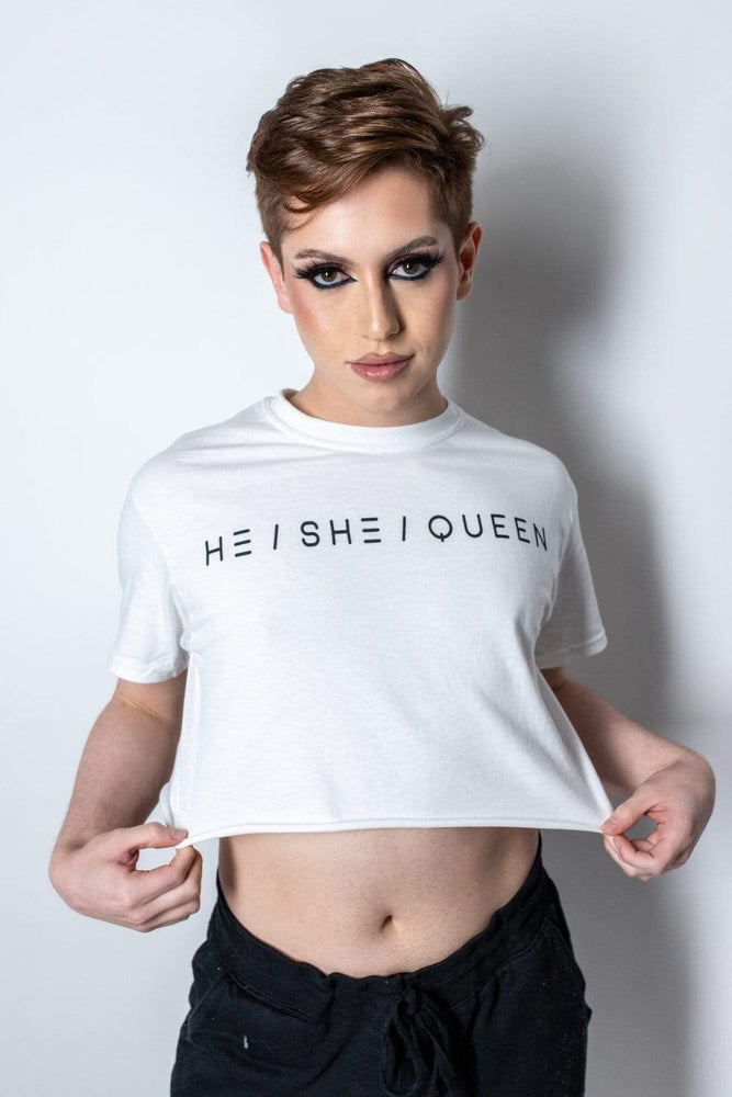 Brendan Jordan Basics V.1: He/She/Queen White Cropped Shirt 2XL