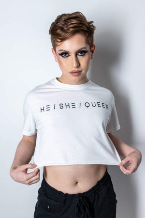 
                  
                    Brendan Jordan Basics V.1: He/She/Queen White Cropped Shirt
                  
                