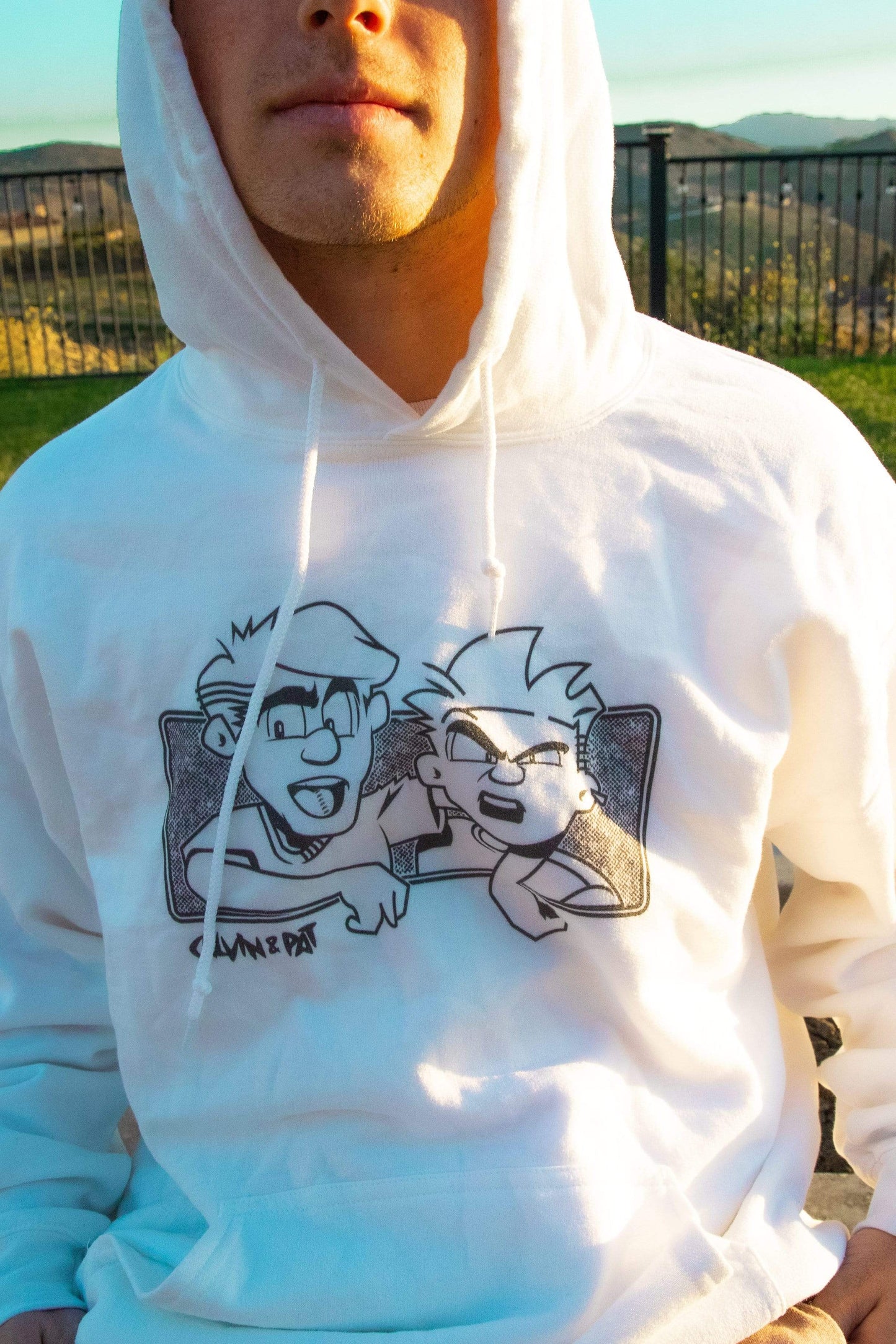 Calvin and Pat: Cartoon White Hoodie