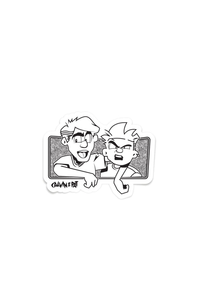 Calvin And Pat: White Cartoon Sticker