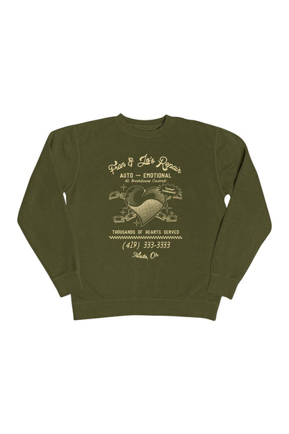 Fanjoy: Hearts Served Olive Crewneck