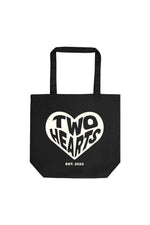 Saranghoe: Black two Hearts Tote Bag