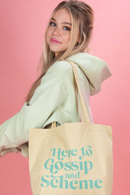 SheRatesDogs: Here To Gossip Tan Tote Bag