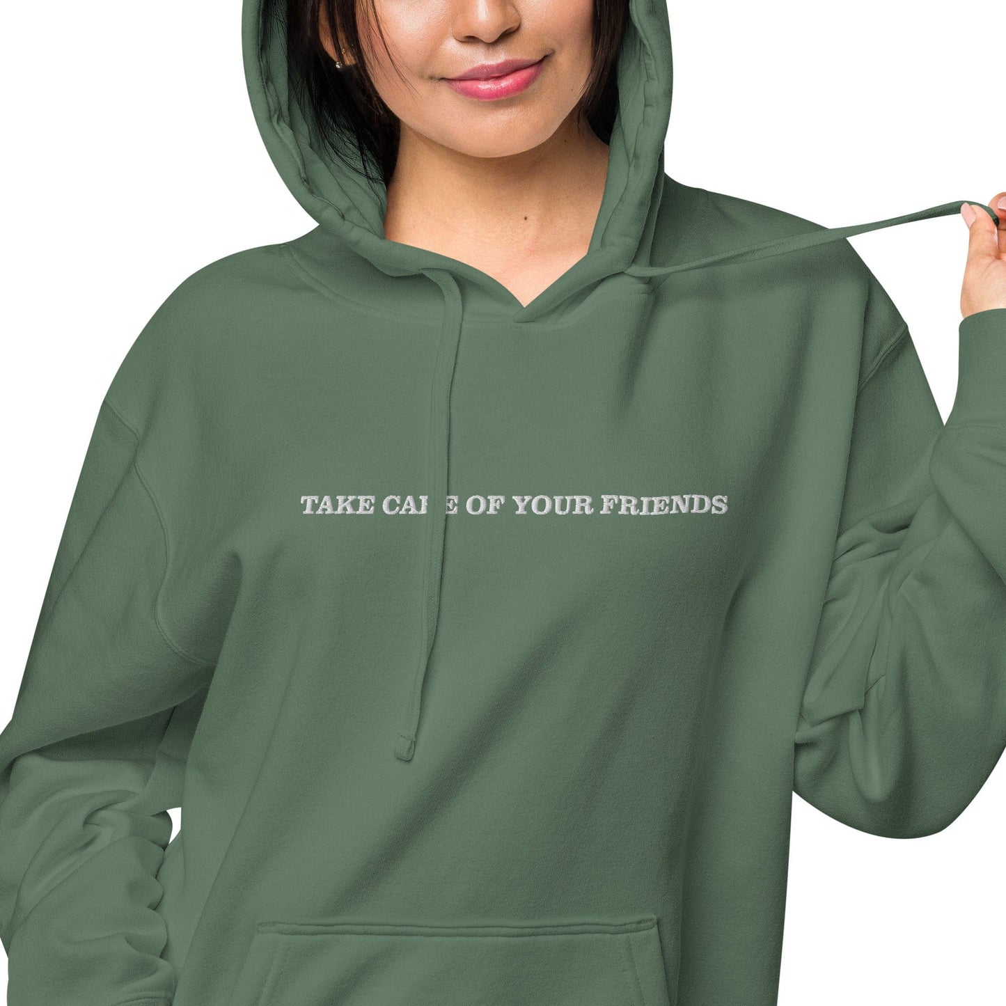 Take Care of Your Friends pigment-dyed hoodie