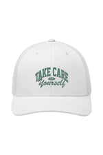 Take Care of Yourself Embroidered White Trucker Hat