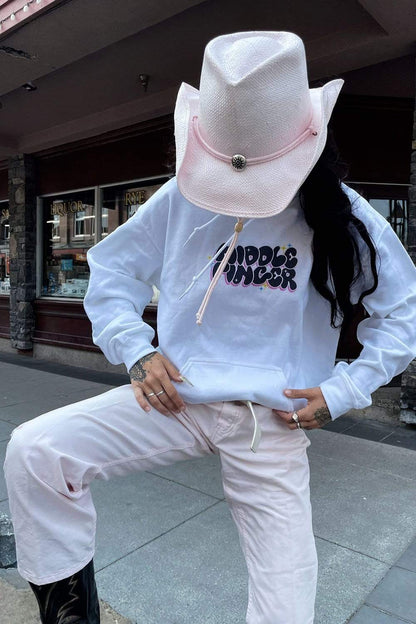 Keaton Belle: Middle Finger White Hoodie