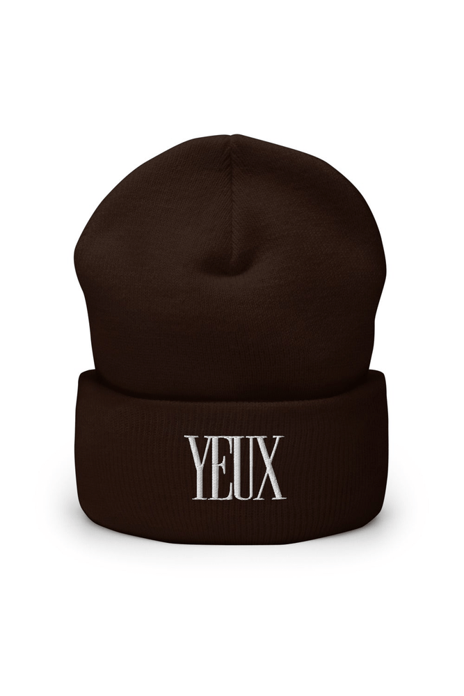 YEUX Embroidered Brown Beanie