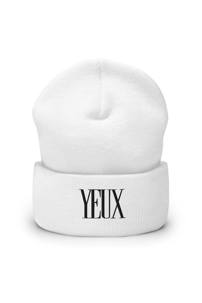 YEUX White Embroidered Beanie
