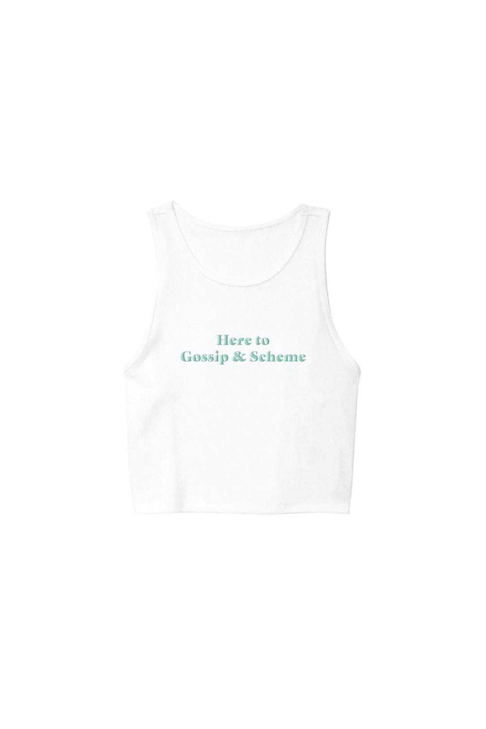 SheRatesDogs: Here To Gossip White Cropped-Tank