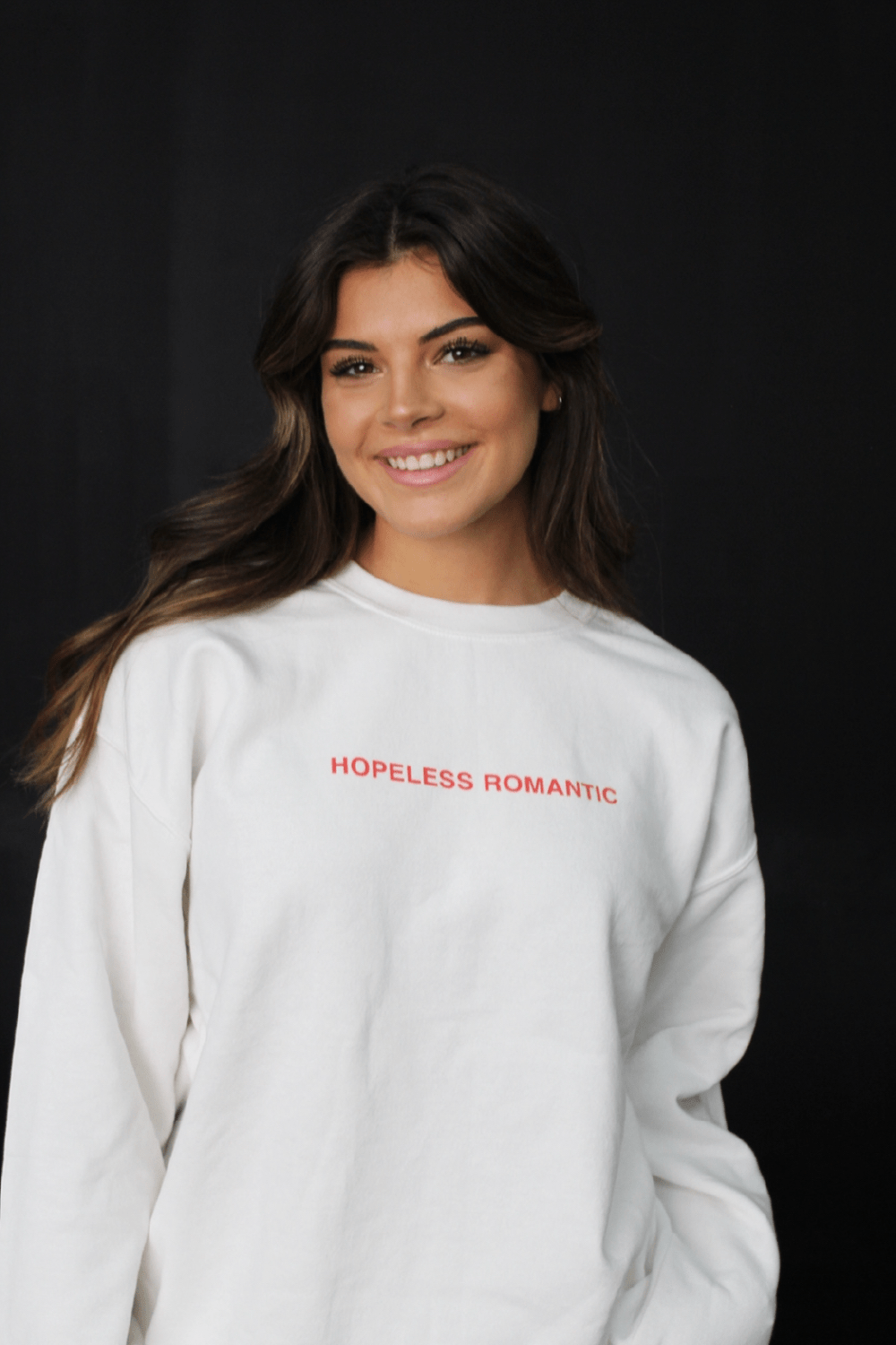 Steph Bohrer: Hopeless Romantic White Crewneck