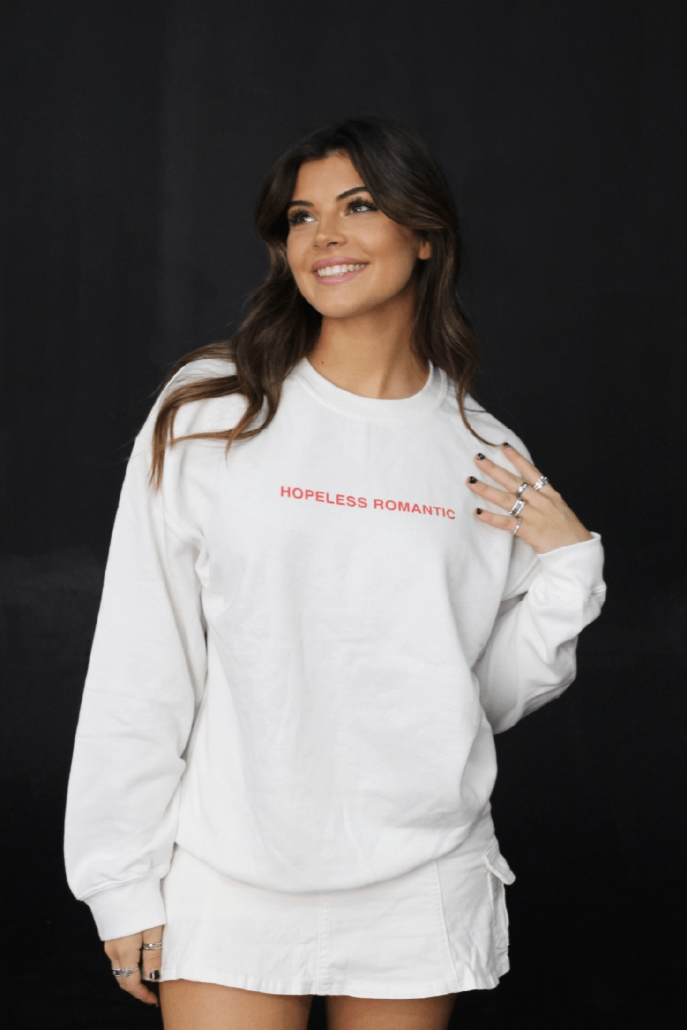 Steph Bohrer: Hopeless Romantic White Crewneck