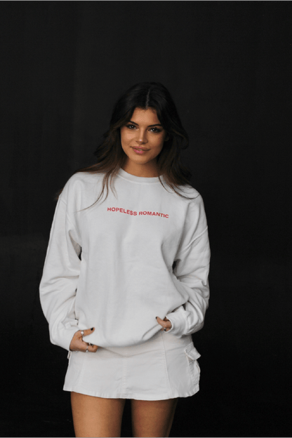 Steph Bohrer: Hopeless Romantic White Crewneck