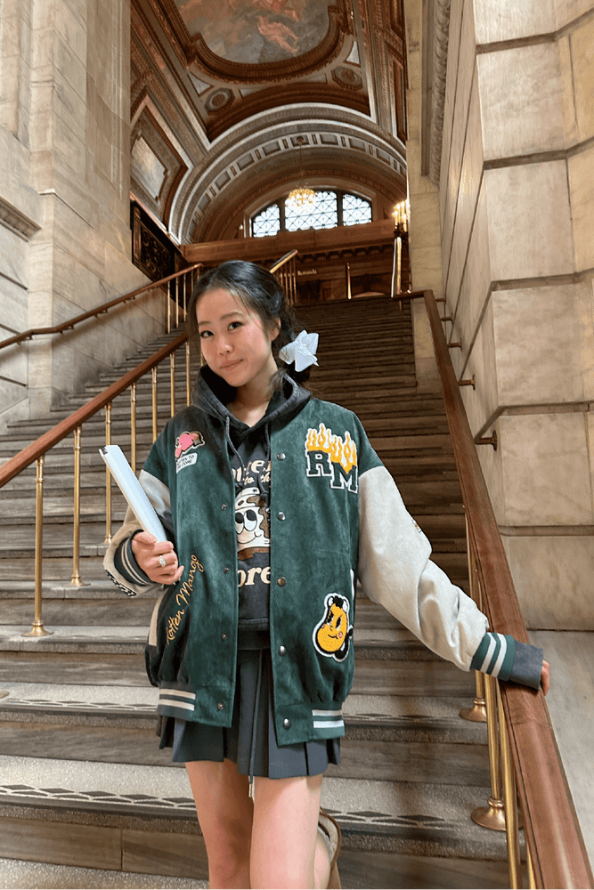 
                  
                    Stephanie Soo: Rotten Mango Green Letterman Jacket
                  
                